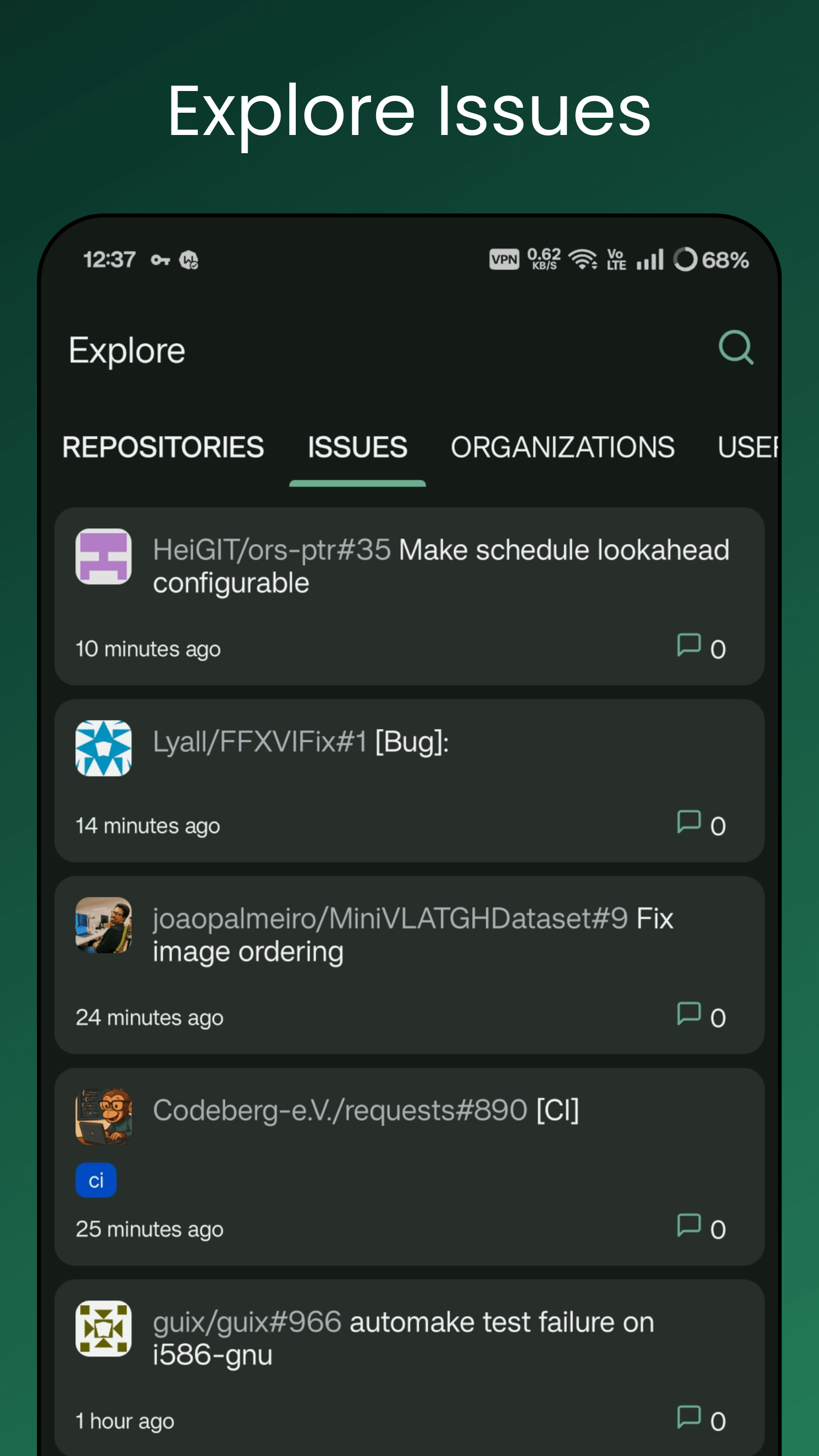 GitNex additional screen